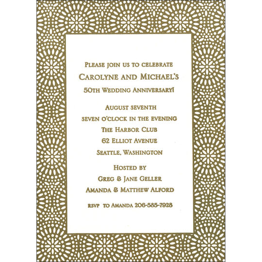 Mosaic Bursts Border Letterpress Invitations